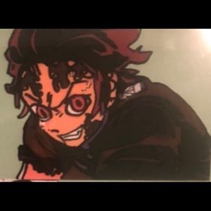Demon King Tanjiro Small Anime Glass Painting